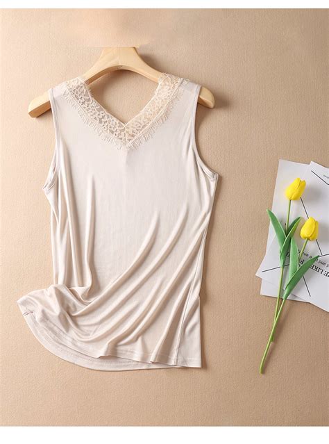Wholesale New Ladies V Neck Lace Silk Camisole Apparelcn