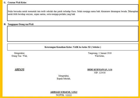 Contoh Catatan Wali Kelas Di Raport K13 Format Soal Wp Guru Ji - Riset