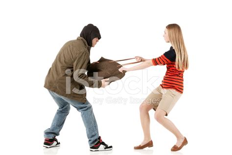 Robber Snatching A Bag From Woman Stock Photos