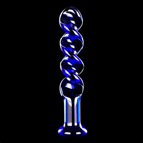blue spiral crystal glass dildo anal butt plug masturbation g spot stimulate sexy toys anal