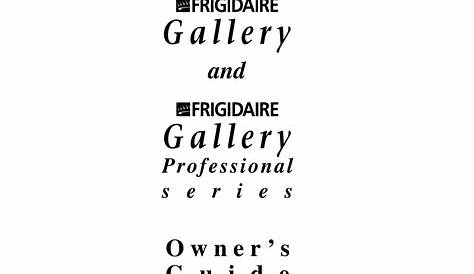 FRIGIDAIRE GALLERY SERIES OWNER'S MANUAL Pdf Download | ManualsLib