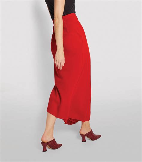 a w a k e mode red asymmetric semi pleated maxi skirt harrods uk