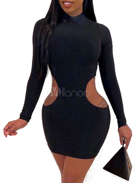 Long Sleeve Club Dress Sexy Cut Out Waist Going Out Dresses