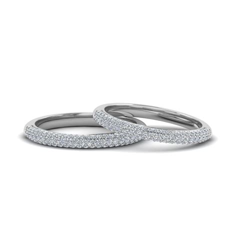 Micropave Diamond Band For Lesbian Couple In 14K White Gold FDLG68373B NL WG 