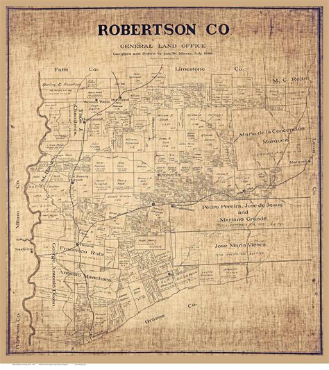 Robertson County Texas 1889 1919 Old Map Reprint Old Maps