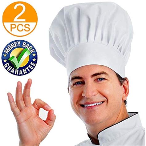 Chef Hats Hat 2pcs Adult Premium Adjustable Elastic Baker Kitchen