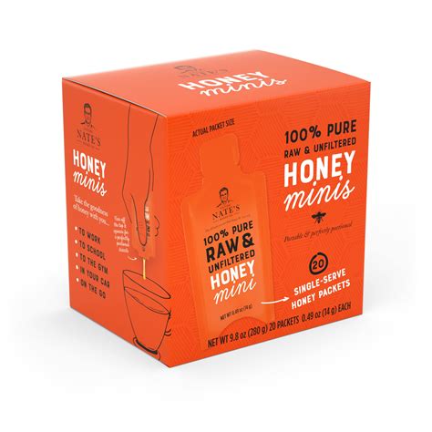 buy nature nate s raw and unfiltered honey minis packets single serve 9 8 oz 1 box of 20