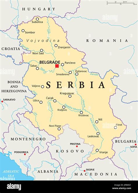 Mapa Político De Serbia Imagen Vector De Stock Alamy