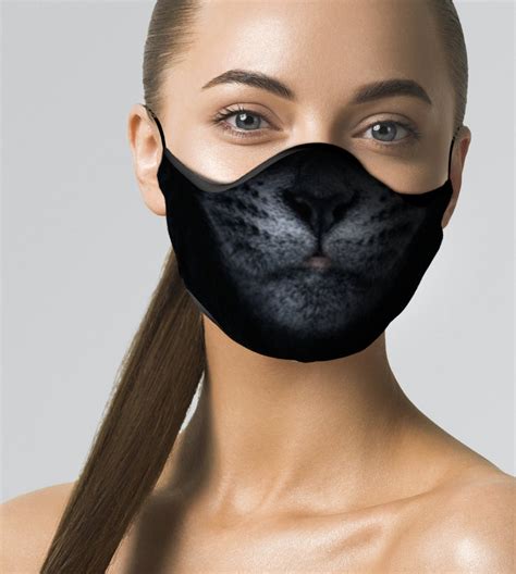 Black Cat Face Mask Filtered Face Mask With Nose Wire Trikinis