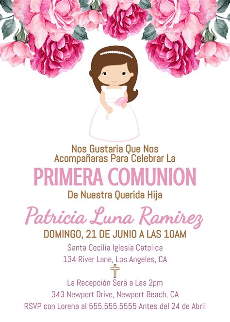 Esperamos que sigamos celebrando y compartiendo. Invitacion Primera Comunión Printable First Communion ...