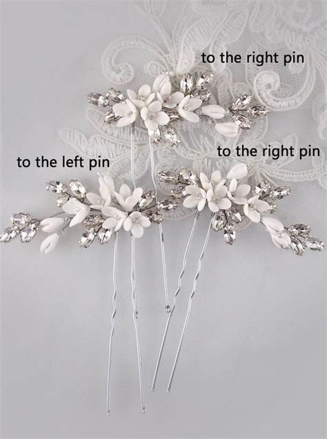 Ivory Bridal Hair Pins White Bridal Flower Hair Pins Ivory Etsy White
