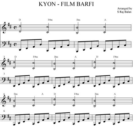 We teach piano online for all languages songs. BOLLYWOOD SHEET MUSIC BOOKS PIANO KEYBOARD GUITAR VIOLIN SAX: KYON NA HUM TUM BARFI SHEET MUSIC ...