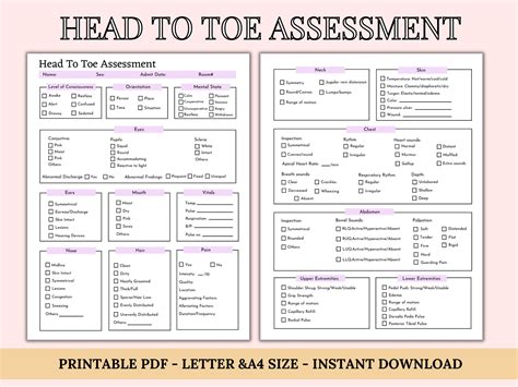 Nurse Head To Toe Assessment Sheet Hot Sex Picture