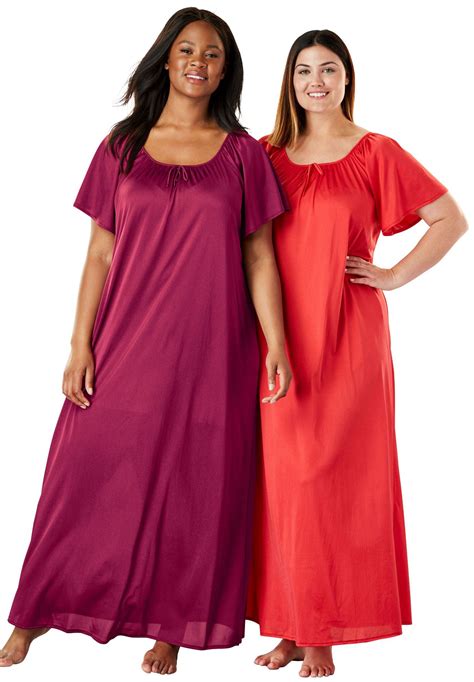 Plus Size 2 Pack Long Nightgown Set By Only Necessities