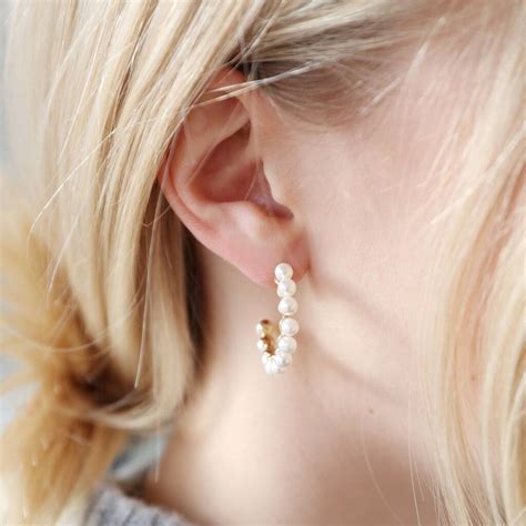 Gold Plated Pearl Hoop Earrings By Lisa Angel Notonthehighstreet Com