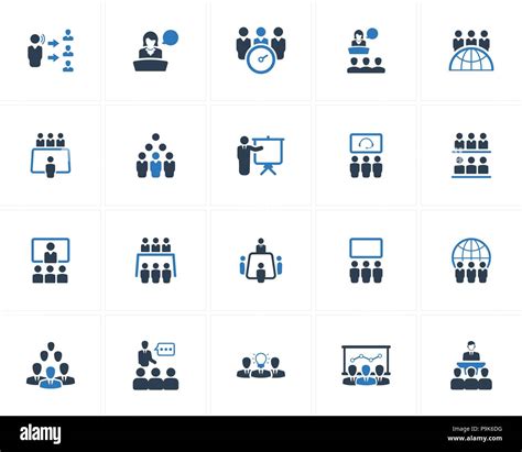 Beautiful Meticulously Designed Business Conference Icons Blue