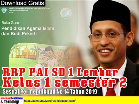 Rpp 1 lembar (sesuai surat edaran mendikbud no 14 tahun 2019). RPP PAI 1 Lembar SD K13 Kelas 1 Semester 2