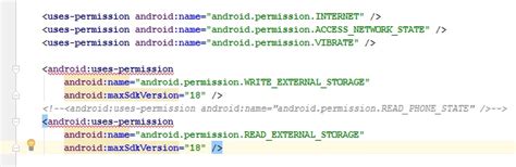 Declare the permission in android manifest file: 'name' attribute should be defined - error in android ...