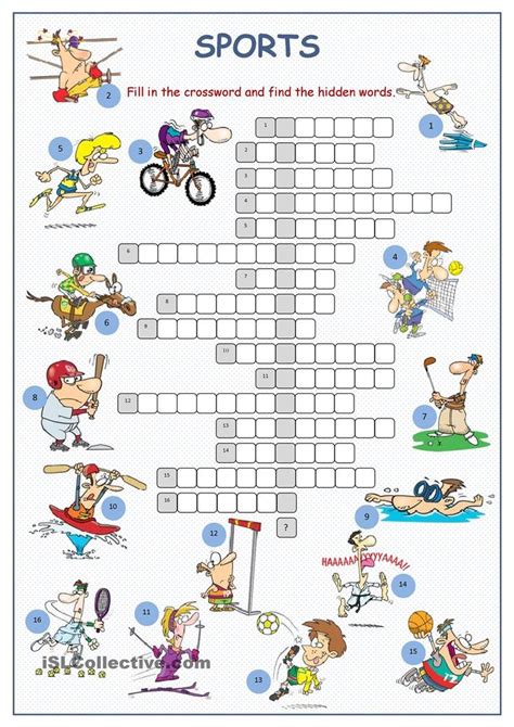 Sports Crossword Puzzle Sports Crossword Crossword English