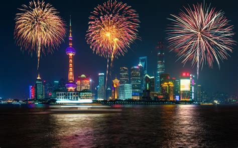 Fireworks Over Shanghai 4k Ultra Hd Wallpaper Background Image