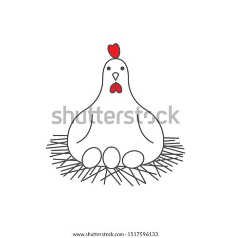 Chicken Nest Chicken Incubates Eggs Stock Vector Royalty Free
