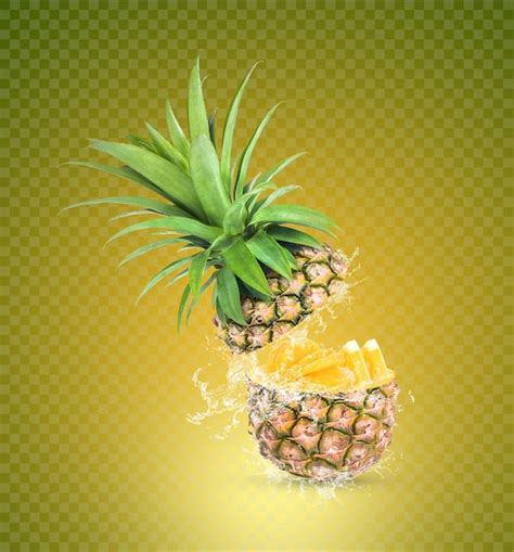 Premium Psd Water Splash On Fresh Pineapple Isolated