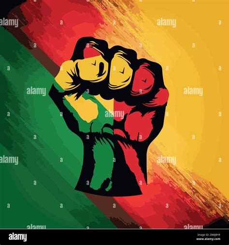 Clenched Fist With Pan African Colors Representing Streng In The Black