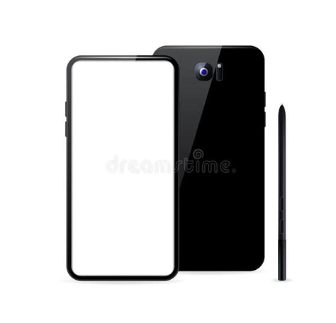 Realistic Smartphone Black Color Front View Stock Vector