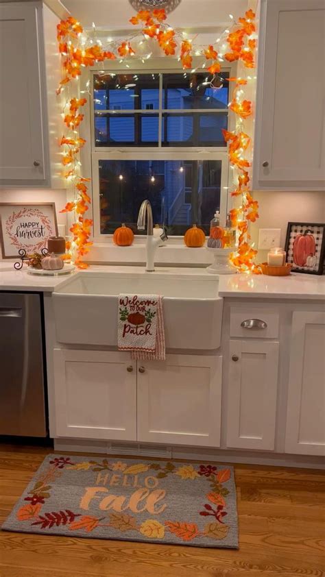 Fall Kitchen Decor Pumpkins And Garland For A Cozy Halloween