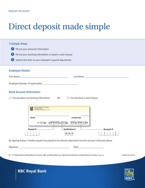 Where is the royal bank cheque number? Direct deposit made simple