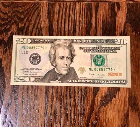 Twenty Dollar Bill Star Note With Three Sevens Low Serial Etsy