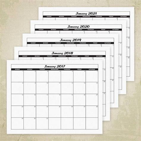 2021 And 2022 Printable Calendars With Empty Boxes Simple Etsy