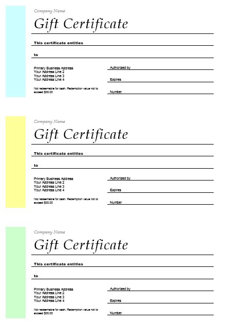 Gift Certificate Templates Free Word Excel Pdf Formats