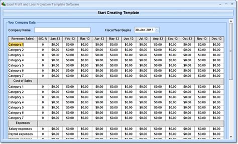 Excel Profit And Loss Projection Template Software