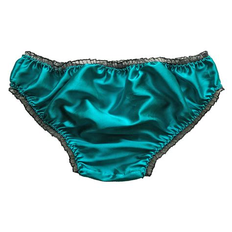 Teal Green Satin Frilly Sissy Panties Bikini Knicker Underwear Briefs Size 6 20 £1299