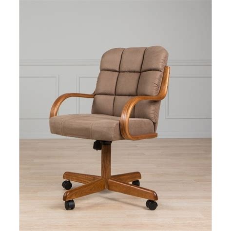 Shop Brown Upholstered Casual Rolling Dining Chair 37hx24wx26d