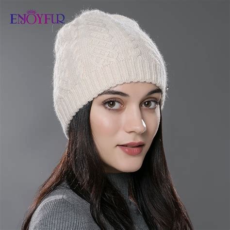 Enjoyfur Women Autumn Winter Hats Elastic Knitted Wool Cotton Gorro
