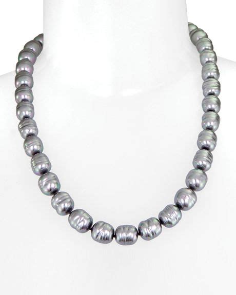 Majorica Gray Manmade Pearl Strand Necklace 20 In Gray Rhodiumgrey