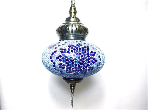 Turkish Mosaic Hanging Lamp Large Blue Nirvana