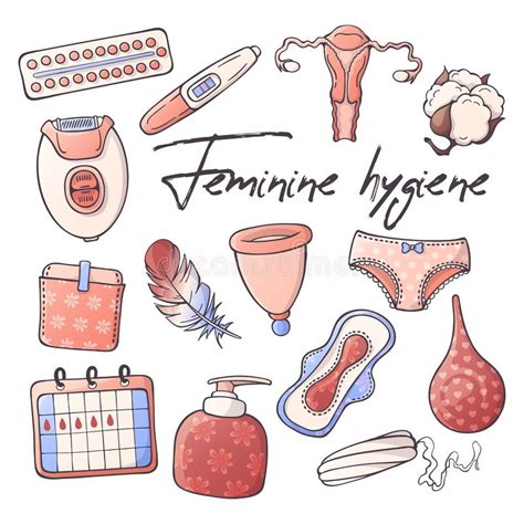 Vector Illustrations On The Feminine Hygiene Theme Stock Vector