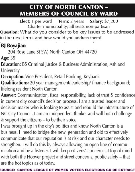 SCPR ELECTION SERIES: WARD 4 NORTH CANTON—B.J. BOYAJIAN ~ STARK COUNTY