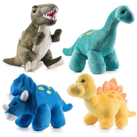 Prextex High Qulity Plush Dinosaurs 4 Pack 10 Long Great T For