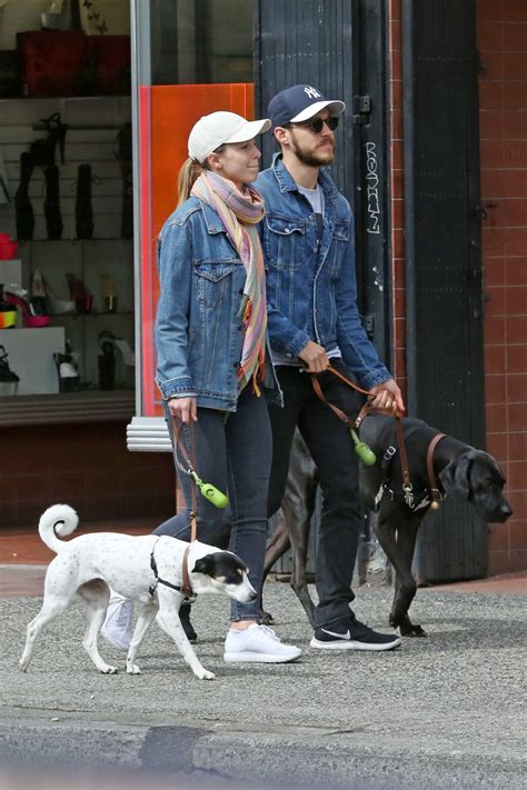 Melissa Benoist And Chris Wood Walking Her Dogs Farley 03 Gotceleb