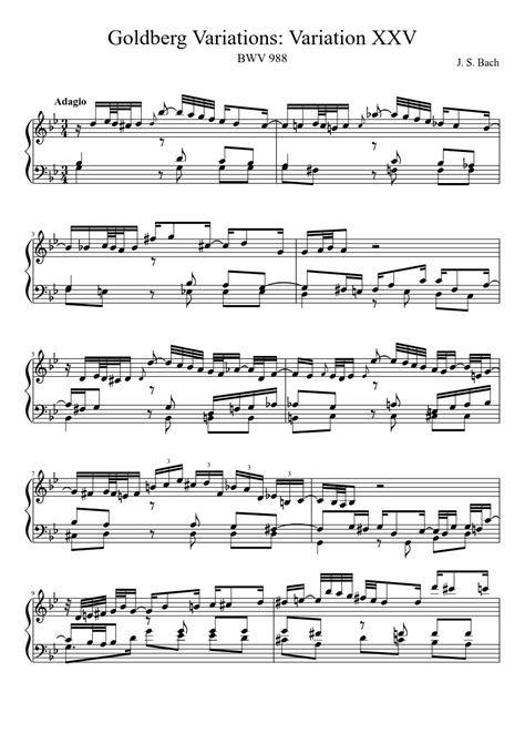 Bwv 988 Goldberg Variations Variation Xxv Sheet Music For Harp Solo