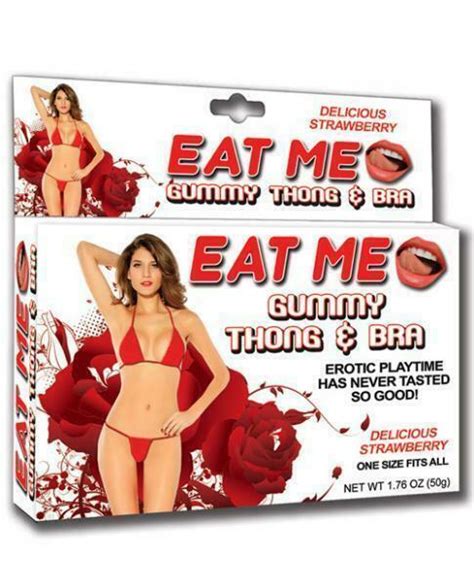 Hott Products Eat Me Gummy Thong And Bra Strawberry Oz For