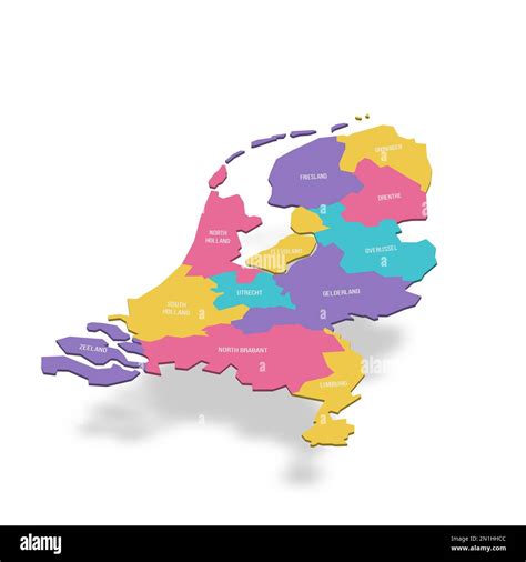 netherlands political map of administrative divisions provinces 3d colorful vector map with