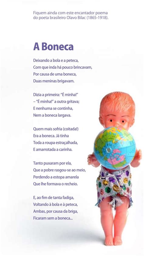 Poema A Boneca De Olavo Bilac Educa