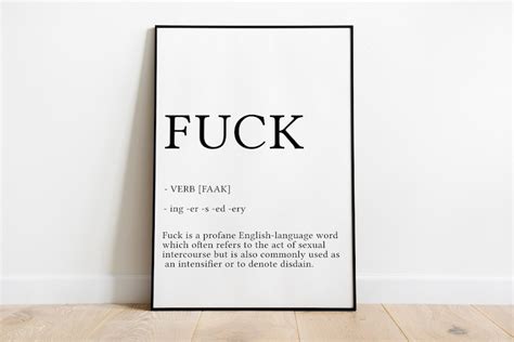 Fuck Definition Funny Typography Print Poster Swearing Etsy