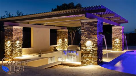 Pergola With Water Feature In Phoenix Az Copper Leaf Pools