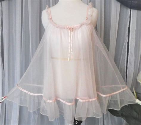 Mvtg1960s2 Layersheer Chiffonsweeprufflesvintage Baby Doll